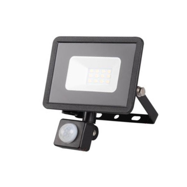Proiettore Led 10W Luce Natura Con sensore Movimento 850 Lumen Nero
